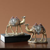 Maxbell 2Pcs Camel Statue Creative Funny Animal Sculpture for Farmhouse Walkway Home Gold