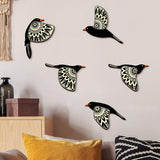 Maxbell 5 Pieces Rustic Wall Sculpture Wooden Bird Wall Art for Bathroom Wall Office
