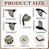 Maxbell 5 Pieces Rustic Wall Sculpture Wooden Bird Wall Art for Bathroom Wall Office