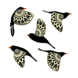 Maxbell 5 Pieces Rustic Wall Sculpture Wooden Bird Wall Art for Bathroom Wall Office