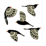 Maxbell 5 Pieces Rustic Wall Sculpture Wooden Bird Wall Art for Bathroom Wall Office