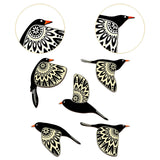Maxbell 5 Pieces Rustic Wall Sculpture Wooden Bird Wall Art for Bathroom Wall Office
