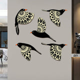 Maxbell 5 Pieces Rustic Wall Sculpture Wooden Bird Wall Art for Bathroom Wall Office