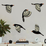 Maxbell 5 Pieces Rustic Wall Sculpture Wooden Bird Wall Art for Bathroom Wall Office