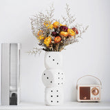 Maxbell Dice Vase Table Centerpiece Creative Ceramic Vase for Bookshelf Desktop Cafe L