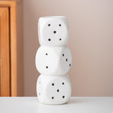 Maxbell Dice Vase Table Centerpiece Creative Ceramic Vase for Bookshelf Desktop Cafe L