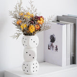 Maxbell Dice Vase Table Centerpiece Creative Ceramic Vase for Bookshelf Desktop Cafe L