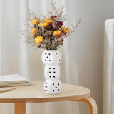 Maxbell Dice Vase Table Centerpiece Creative Ceramic Vase for Bookshelf Desktop Cafe S