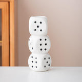 Maxbell Dice Vase Table Centerpiece Creative Ceramic Vase for Bookshelf Desktop Cafe S