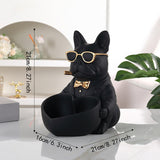 Maxbell Bulldog Statue Key Holder Bowl Cute 6.3x8.3x8.3inch Stylish Desktop Ornament Black