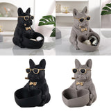 Maxbell Bulldog Statue Key Holder Bowl Cute 6.3x8.3x8.3inch Stylish Desktop Ornament Black