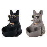 Maxbell Bulldog Statue Key Holder Bowl Cute 6.3x8.3x8.3inch Stylish Desktop Ornament Black