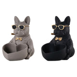 Maxbell Bulldog Statue Key Holder Bowl Cute 6.3x8.3x8.3inch Stylish Desktop Ornament Black