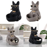 Maxbell Bulldog Statue Key Holder Bowl Cute 6.3x8.3x8.3inch Stylish Desktop Ornament Black