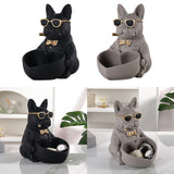 Maxbell Bulldog Statue Key Holder Bowl Cute 6.3x8.3x8.3inch Stylish Desktop Ornament Black