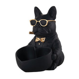 Maxbell Bulldog Statue Key Holder Bowl Cute 6.3x8.3x8.3inch Stylish Desktop Ornament Black