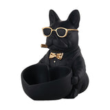 Maxbell Bulldog Statue Key Holder Bowl Cute 6.3x8.3x8.3inch Stylish Desktop Ornament Black