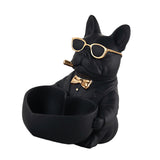 Maxbell Bulldog Statue Key Holder Bowl Cute 6.3x8.3x8.3inch Stylish Desktop Ornament Black