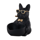 Maxbell Bulldog Statue Key Holder Bowl Cute 6.3x8.3x8.3inch Stylish Desktop Ornament Black