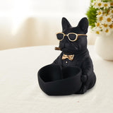 Maxbell Bulldog Statue Key Holder Bowl Cute 6.3x8.3x8.3inch Stylish Desktop Ornament Black