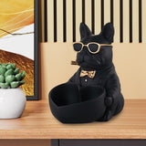 Maxbell Bulldog Statue Key Holder Bowl Cute 6.3x8.3x8.3inch Stylish Desktop Ornament Black