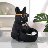 Maxbell Bulldog Statue Key Holder Bowl Cute 6.3x8.3x8.3inch Stylish Desktop Ornament Black