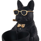 Maxbell Bulldog Statue Key Holder Bowl Cute 6.3x8.3x8.3inch Stylish Desktop Ornament Black