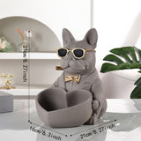 Maxbell Bulldog Statue Key Holder Bowl Cute 6.3x8.3x8.3inch Stylish Desktop Ornament Brown