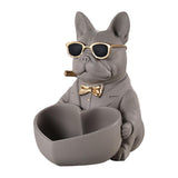 Maxbell Bulldog Statue Key Holder Bowl Cute 6.3x8.3x8.3inch Stylish Desktop Ornament Brown