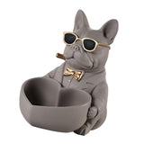 Maxbell Bulldog Statue Key Holder Bowl Cute 6.3x8.3x8.3inch Stylish Desktop Ornament Brown