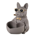 Maxbell Bulldog Statue Key Holder Bowl Cute 6.3x8.3x8.3inch Stylish Desktop Ornament Brown
