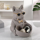 Maxbell Bulldog Statue Key Holder Bowl Cute 6.3x8.3x8.3inch Stylish Desktop Ornament Brown
