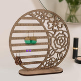 Maxbell Earrings Organizer Wood 5 Tier Earring Holder for Counter Dark Wood Color