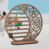 Maxbell Earrings Organizer Wood 5 Tier Earring Holder for Counter Dark Wood Color
