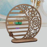 Maxbell Earrings Organizer Wood 5 Tier Earring Holder for Counter Dark Wood Color
