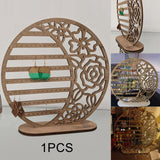 Maxbell Earrings Organizer Wood 5 Tier Earring Holder for Counter Dark Wood Color