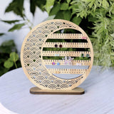 Maxbell Earrings Organizer Wood 5 Tier Earring Holder for Counter Light Wood Color