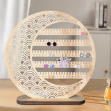 Maxbell Earrings Organizer Wood 5 Tier Earring Holder for Counter Light Wood Color