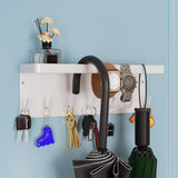 Maxbell Entryway Umbrella Stand 7 Hooks Multiuse Hanging Home Decor Key Hooks Holder White