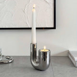 Maxbell Candle Holder Ornament Gifts Candle Stand for Wedding Reception Home Dinning Silver