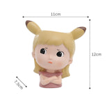Maxbell Girl Face Flower Pot Gift Cute Resin Planter for Bookshelf Living Room Style A