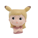 Maxbell Girl Face Flower Pot Gift Cute Resin Planter for Bookshelf Living Room Style A