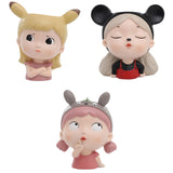 Maxbell Girl Face Flower Pot Gift Cute Resin Planter for Bookshelf Living Room Style A