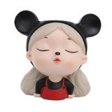 Maxbell Girl Face Flower Pot Gift Cute Resin Planter for Bookshelf Living Room Style B