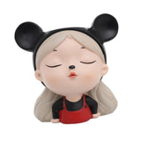 Maxbell Girl Face Flower Pot Gift Cute Resin Planter for Bookshelf Living Room Style B