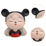 Maxbell Girl Face Flower Pot Gift Cute Resin Planter for Bookshelf Living Room Style B