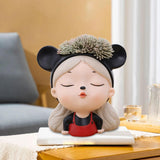 Maxbell Girl Face Flower Pot Gift Cute Resin Planter for Bookshelf Living Room Style B