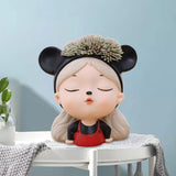 Maxbell Girl Face Flower Pot Gift Cute Resin Planter for Bookshelf Living Room Style B