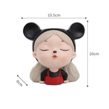 Maxbell Girl Face Flower Pot Gift Cute Resin Planter for Bookshelf Living Room Style B