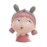 Maxbell Girl Face Flower Pot Gift Cute Resin Planter for Bookshelf Living Room Style C